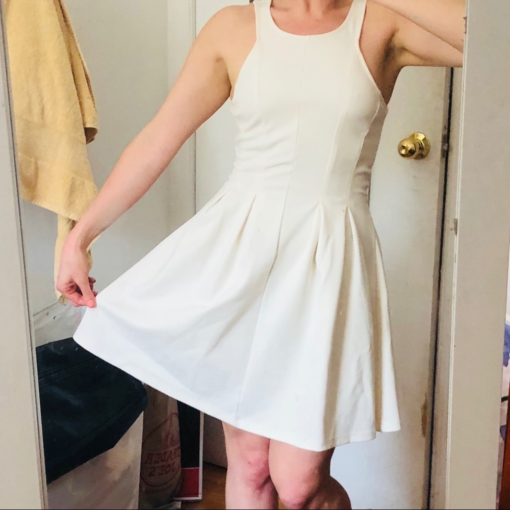 White pleated dress